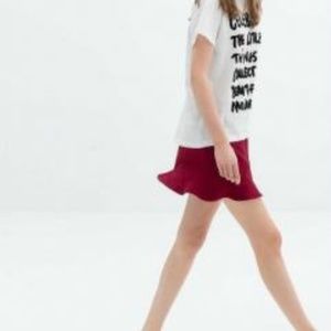 Zara Frill Retro Jacquard Mini Peplum Skirt
